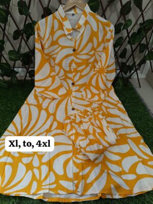 1000036721 Yellow kurti and pant cod set