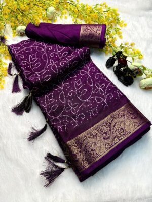 Pure Dola silk with crush all over saree jecquard border purple Pure Dola silk with crush all over saree* *jecquard *border