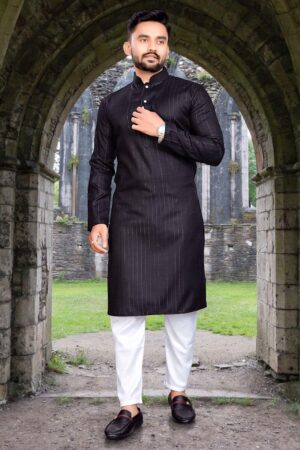 black kurta Black Twinkle Kurta Payjama