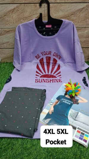 fashion-women-night dress purple buybazar99 Purple upper and green lower Night dress