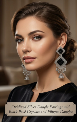 "oxidized silver dangle earrings"