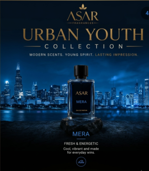 "ASAR – Mera: Core InformationPerfume Name: ASAR – Mera (Mere) Meaning: Mine / Individuality Fragrance Notes: Citrus / Fresh Collection: Urban Youth E-Commerce Product Listing (In English)Product TitleASAR Fragrances – Mera | Long-Lasting Citrus & Fresh Perfume (Urban Youth Collection) Short Description (Bullet Points)Meaning & Vibe: Named Mera ("Mine"), representing individuality, self-confidence, and a unique personal identity. Fragrance Profile: Packed with invigorating Citrus & Fresh notes for an uplifting, energetic vibe. Urban Youth Collection: Tailored for modern, energetic individuals who want a vibrant daily scent. Fresh & Energetic: Cool and lively aroma crafted for everyday wins and active routines. Skin Friendly & Long-Lasting: Premium quality blend designed to keep you feeling refreshed all day. Full DescriptionExpress your individuality with ASAR – Mera, a captivating scent from our Urban Youth Collection. Translating to "Mine," Mera stands for unique identity, personal confidence, and distinct charm. Formulated with dynamic Citrus and Fresh notes, this perfume opens with a burst of zesty energy and settles into a crisp, clean scent that lasts throughout the day. Perfect for work, gym sessions, outdoor hangouts, or daily wear, Mera gives you that effortless fresh feel to conquer every day. SpecificationsBrand: ASAR Fragrances Variant: Mera Collection: Urban Youth Fragrance Family: Citrus Fresh Key Concept: Individuality & Freshness "